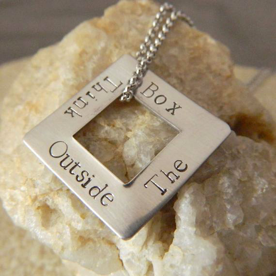 Think Outside the Box Stainless Steel Necklace
